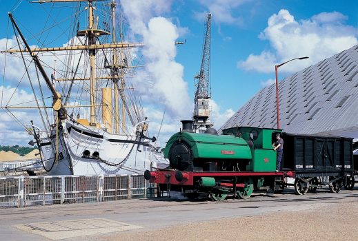 Historic Dockyard Chatham, Kent - Steam loco in front of gannet ©Visit Kent