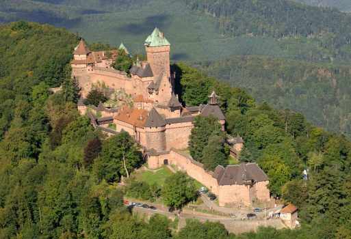 Alsace, France - Aerial view of Chateau du Haut-Koenigsbourg