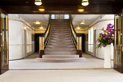 Grand Staircase on The Royal Yacht Britannia, Edinburgh, Scotland © Marc Millar
