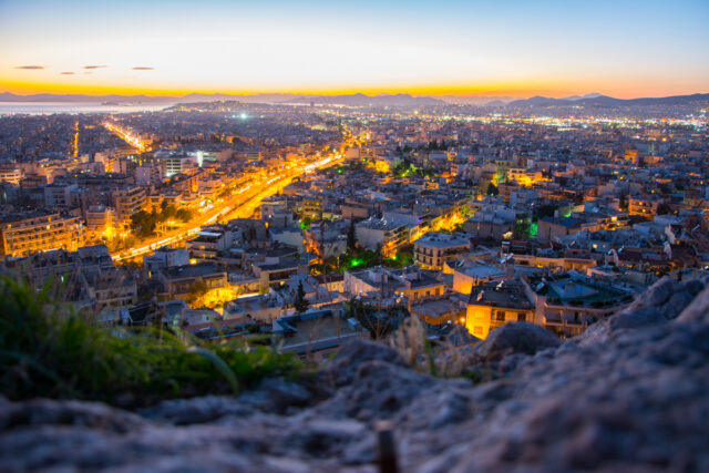 Athens, Greece - Nightfall in Athens, Buildings, Sunset