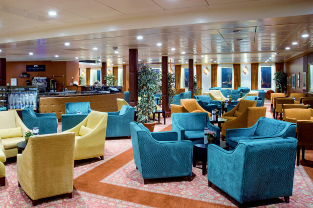 Fred.Olsen Cruise Lines, Balmoral, Book. Mark, Cafe, Lounge