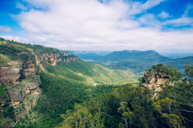 The Three Sisters from Echo Point, Mountains, Forest