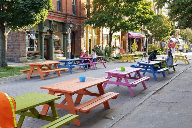Street of coloured tables