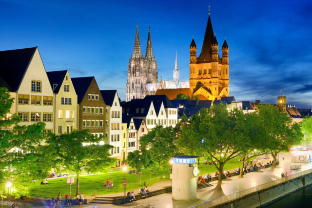 View towards Cologne city centre with cathedral