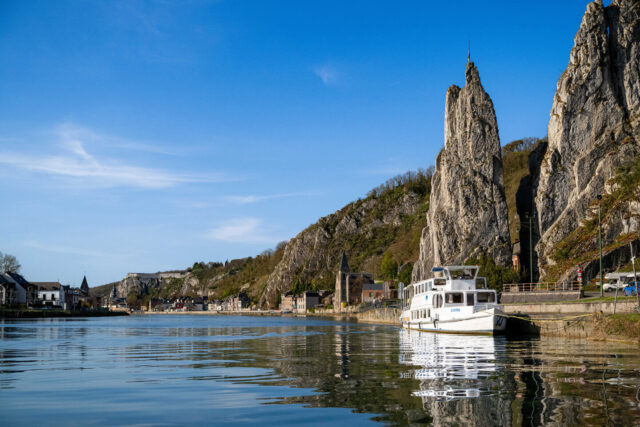 Dinant - boat, rock