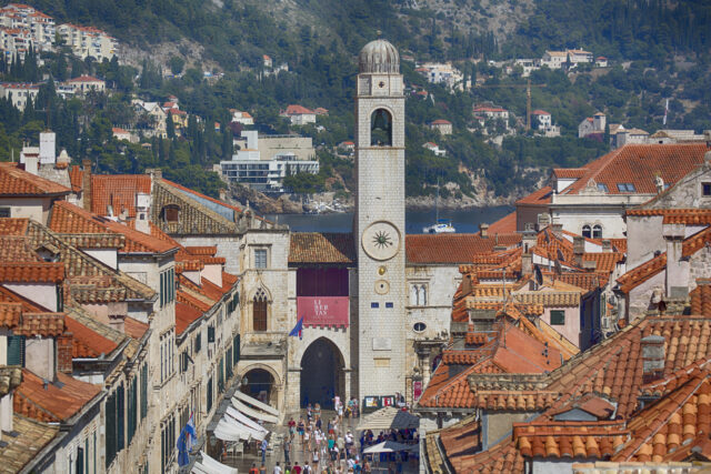 Croatia, Dubrovnik old town, Dalmatia, buildings, tower