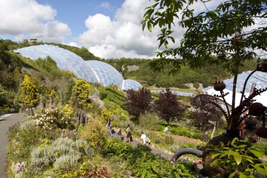 Eden Project Cornwall - Visitors outside the Eden Project