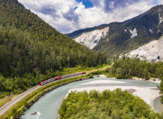 Glacier Express, mountains, river