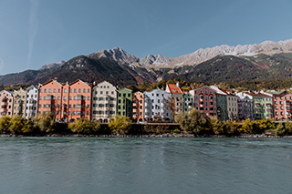 View of Mariahilf on Inn riverbank