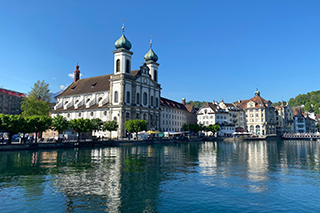Jesuit Church and River Reuss in Lucerne