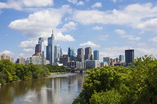 Philadelphia skyline from Spring Garden Bridge