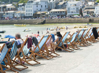St Ives, Cornwall - Deckchairs along the promenade at St Ives