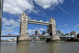 View of Tower Bridge spanning the River Thames