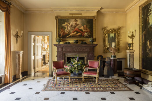 Hinton Ampner, Hampshire - The fireplace in the Entrance Hall at Hinton Ampner, Hampshire