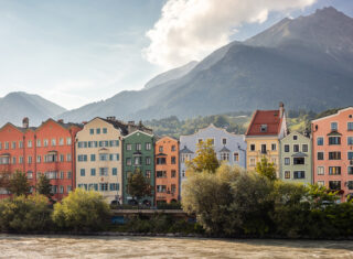 Innsbruck on the River Inn, colourful houses