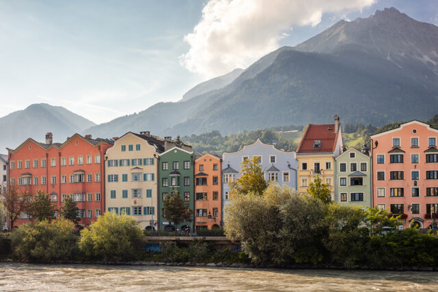 Innsbruck on the River Inn, colourful houses