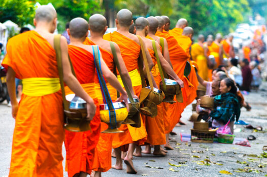 Southeast Asia, Laos, Luang Prabang, monks, buddhist, alms