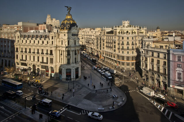 Madrid, Spain, Buildings, Roads, Traffic