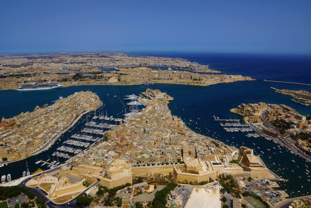 Malta Harbour, Aerial view, Boats