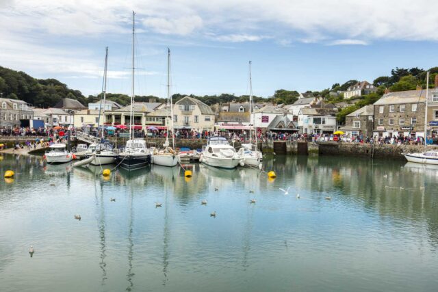 Padstow Harbour with boats on the water