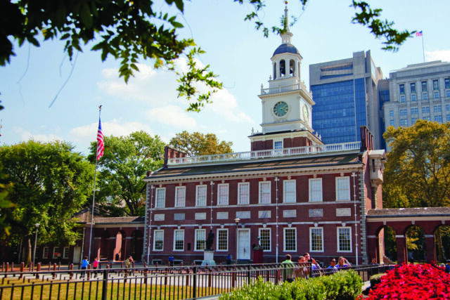 Philadelphia, Hall, Building, Flag