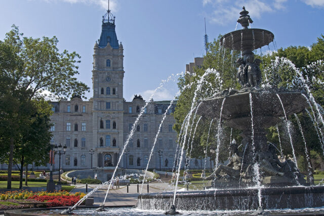 Quebec, Fountain, Parliament, Building