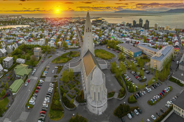 Reykjavik, Iceland, Church, Aerial View