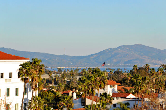 View of Santa Barbara, Mountains, Rooftops, Trees