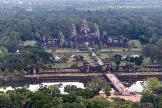 Cambodia, Siem Reap, Angkor Wat National Park, aerial view