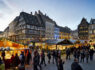 Christmas market illuminated at night