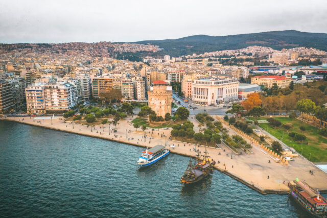 Thessaloniki, Greece - White tower of Thessaloniki, Ocean, Boats, City Centre