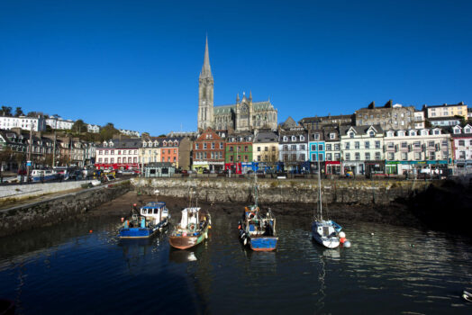 View of Cobh Harbour and St Colman's Cathedral