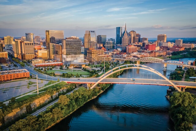Skyline, Buildings, River, Bridge