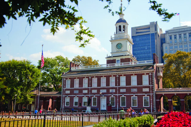 Philadelphia, Hall, Building, Flag