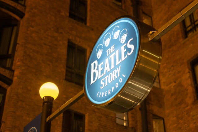 Exterior sign at Beatles Story, Liverpool
