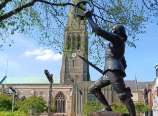Leicester Cathedral and King Richard statue