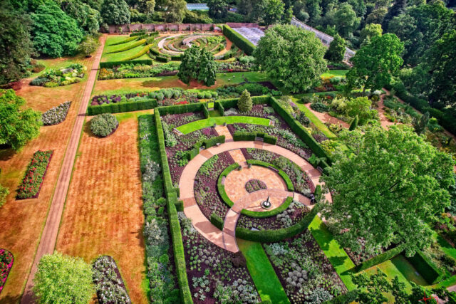 Aerial view of gardens