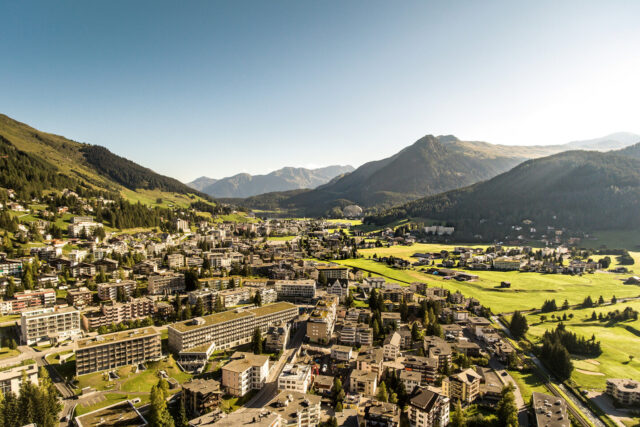 View of Davos village in Switzerland