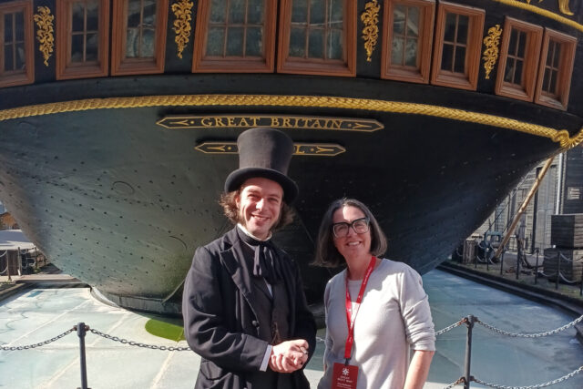 Amy with Mr Brunel at the SS Great Britain