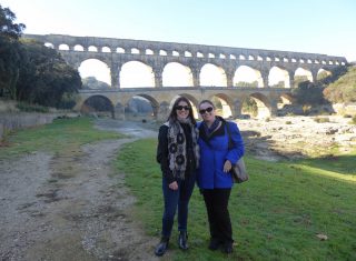Dawn and Alexandra at the Pont du Gard, Provence