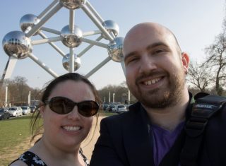 Atomium, Brussels, Belgium - Alexandra and Pete outside Atomium © PT Wilding