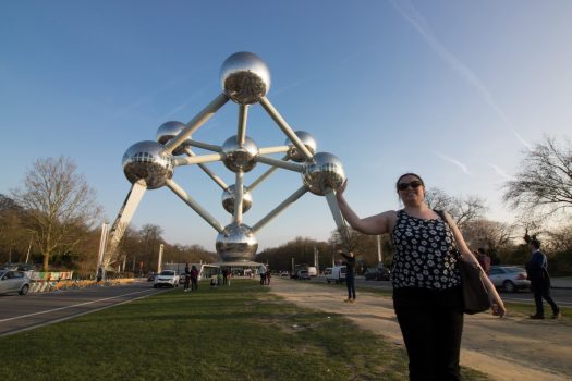 Atomium, Brussels, Belgium - Alexandra outside Atomium © PT Wilding