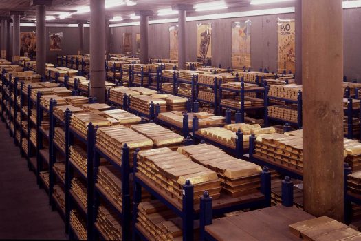 Gold Bullion in the vaults at the Bank of England. ©NewsCast