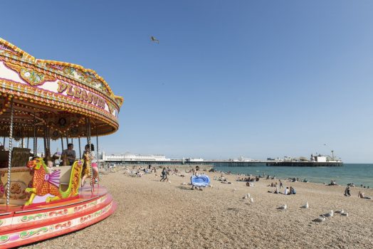 Brighton, East Sussex - Brighton Beach and carousel