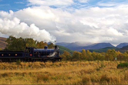 Cairngorms National Park CR No-828 approaches Kinchurdy Bridge ©Strathspey railway