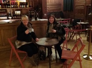 Claire & Jenny, Greatdays Travel Group staff having tea at Bletchley Park Mansion in Buckinghamshire