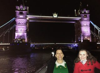 Dawn and Lilya passing Tower Bridge