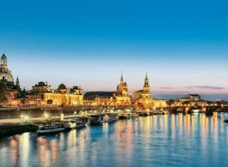 Germany, Saxony, Dresden, skyline, old town, dusk, Group Travel ©Anja Upmeier