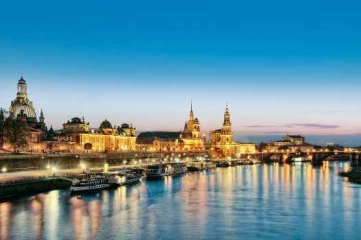 Germany, Saxony, Dresden, skyline, old town, dusk, Group Travel ©Anja Upmeier