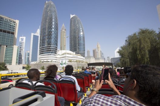 Dubai towers, City Sightseeing on open top bus